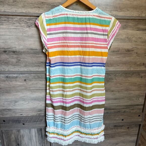 Calypso St. Barth Multicolor Horizontal Stripe Dress Embroidered Detailed Edges - Picture 11 of 12